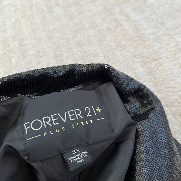 Forever 21 Plus Black Sequin Blazer Jacket 3X - Picture 2 of 8